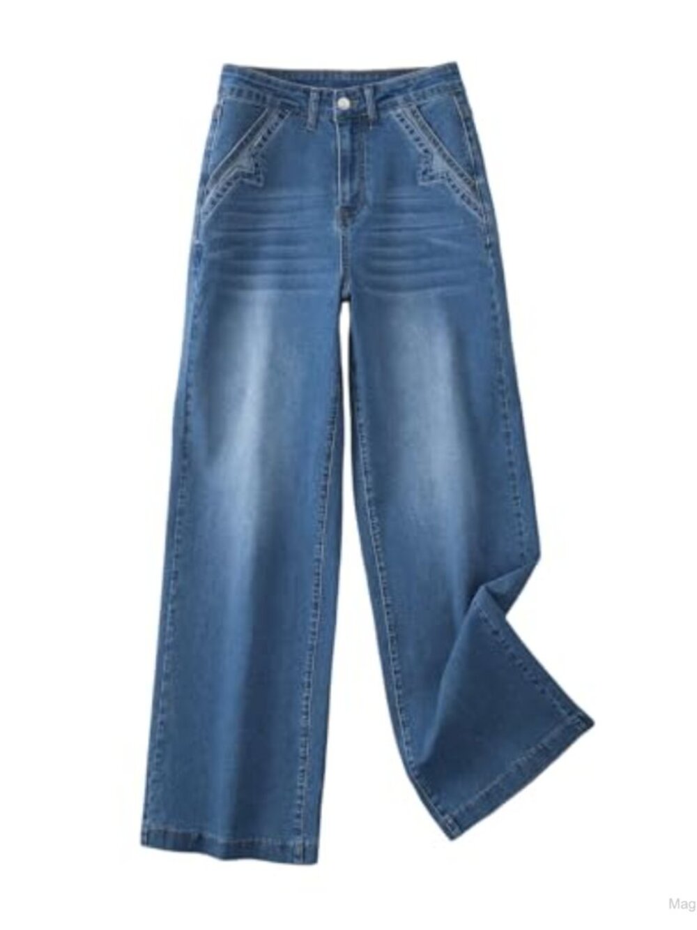 High Waisted Wide Leg Baggy Jeans Non-Stretch Denim Casual Pants Pockets